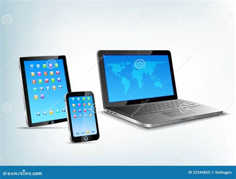 Touchpad, Notebook, Mobile Phone Vector Perspectiv Royalty Free Stock ...