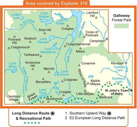 Ordnance Survey - Explorer Map 318 (1:25 000) Galloway Forest Park North | Countryside Ski & Climb