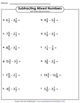 Adding and Subtracting Mixed Numbers Challenge Cards - Worksheets Library