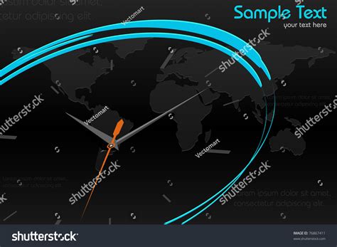 Illustration Abstract Clock On World Map Stock Vector (Royalty Free ...