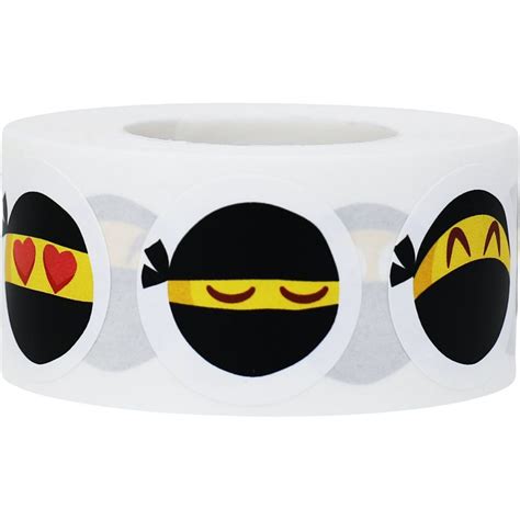 Ninja Emoji Stickers 1" Round | 500 Count - In Stock Labels