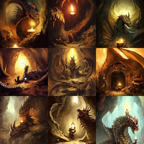 a dragon is guarding a treasure cave, legendary, old | Stable Diffusion ...