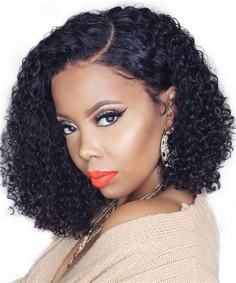 Msbuy Glueless 13x4 Lace Front Human Hair Bob Wigs Deep Curly 150% ...