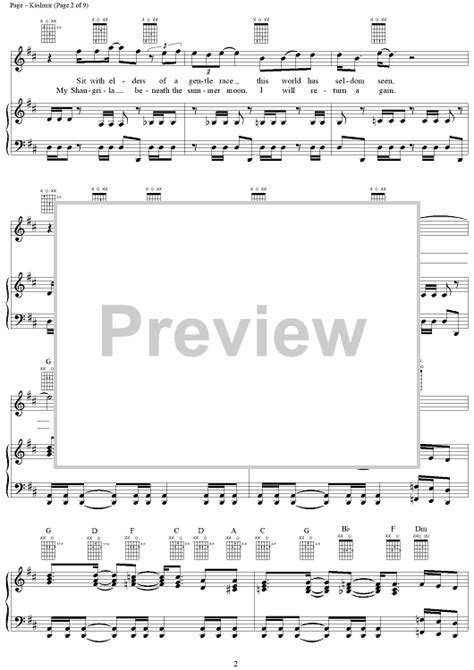 Kashmir" Sheet Music by Led Zeppelin for Piano/Vocal/Chords - Sheet ...