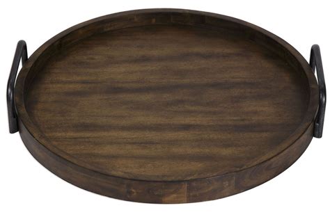 Reine Brown Round Wooden Tray, 18749, Uttermost