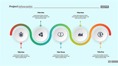 Five Step Process Chart Slide Template Stock Illustration - Download Image Now - Diagram, Five ...