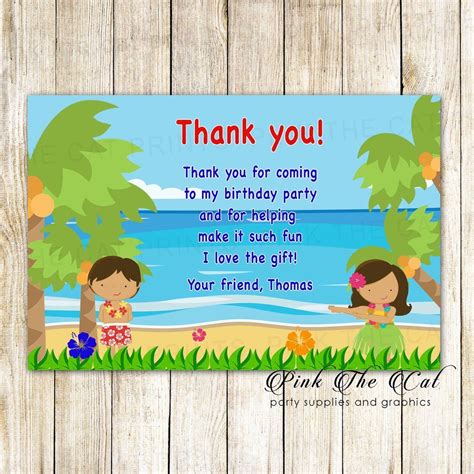 30 thank you cards hawaiian luau kids birthday #hawaiianluauparty 30 ...