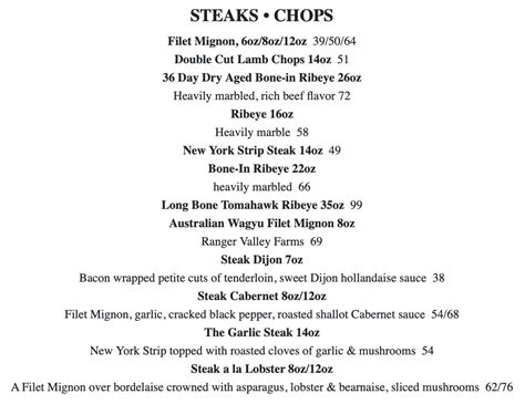 Hyde Park Prime Steakhouse Birmingham, MI Menu (Updated: August 2022)