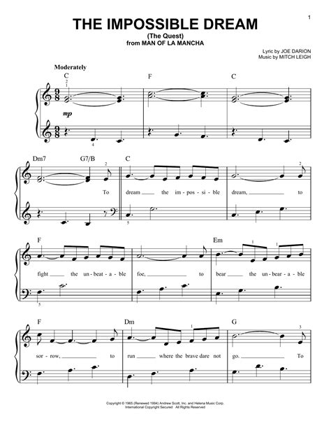 Mitch Leigh - The Impossible Dream (The Quest) sheet music