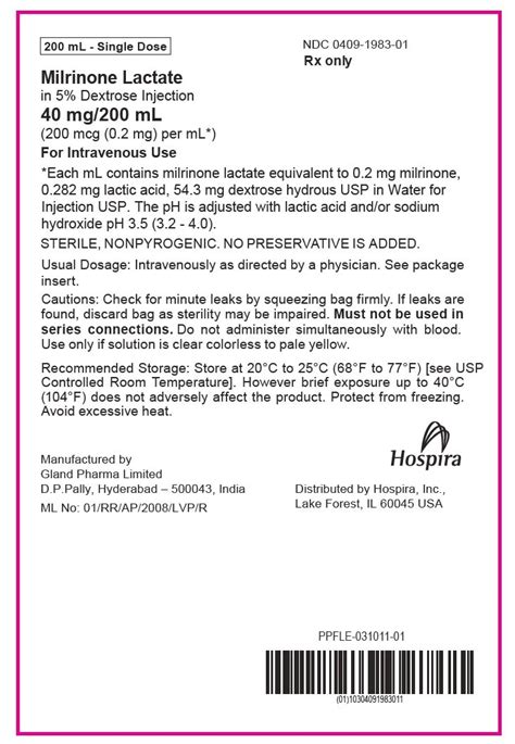 Milrinone Dextrose: Package Insert / Prescribing Information