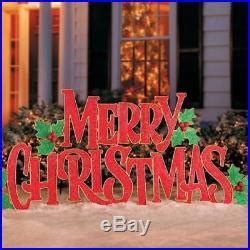 Stacked Merry Christmas Display Sign 72 Metal Yard Art Outdoor Holiday Decor – Christmas Decor World