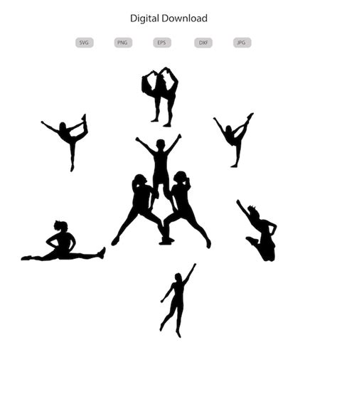 Cheerleading Clipart Black And White Stunts Cheerleading