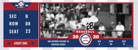 Baseball Ticket Template in Adobe Illustrator, photoshop, Microsoft ...