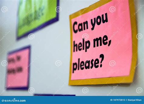 A Poster on the Wall that Reads `Can You Help Me Please ?` Stock Image - Image of positive ...