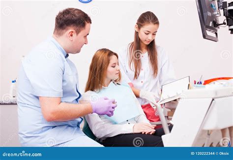 Woman in a Dentist Office Choosing Stock Photo - Image of dentistry ...