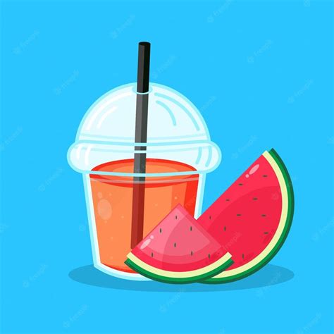 Premium Vector | Watermelon juice plastic cup