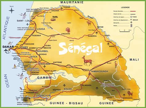 Senegal tourist map - Ontheworldmap.com