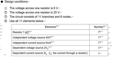 Design conditions (1) The voltage across one resistor | Chegg.com