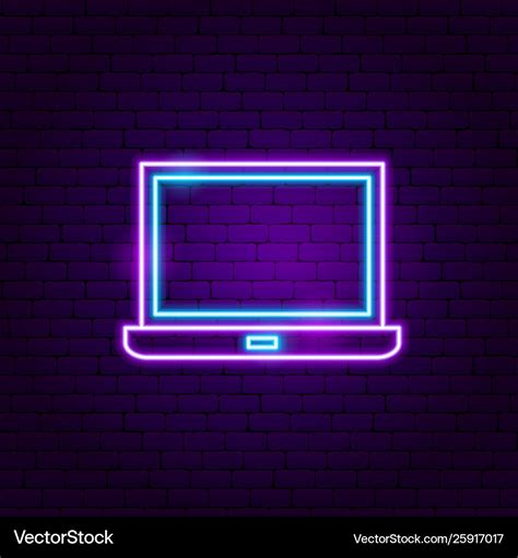 Laptop neon label Royalty Free Vector Image - VectorStock