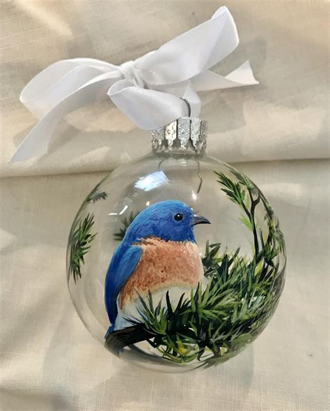 Blue Bird Christmas Tree Ornament Hand Painted Glass Green | Etsy | Inspiration noël, Decoration ...