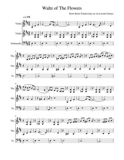 Waltz of The Flowers Sheet music for Violin, Cello | Download free in PDF or MIDI | Musescore.com