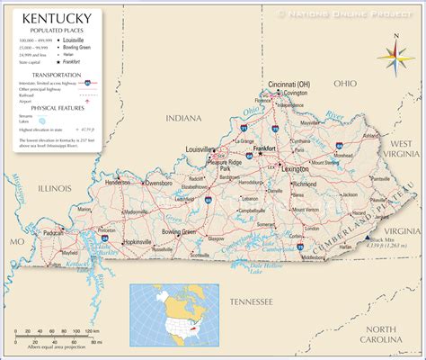 Reference Maps of Kentucky, USA - Nations Online Project