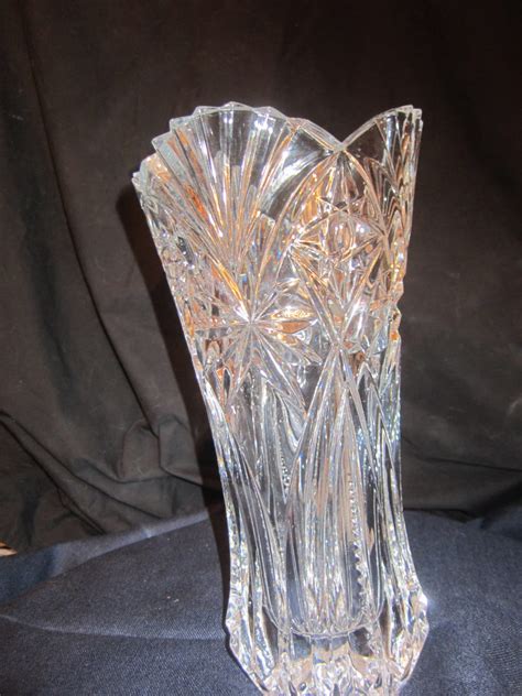 RESERVED Vintage Cut Glass Crystal Vase 11.5 tall