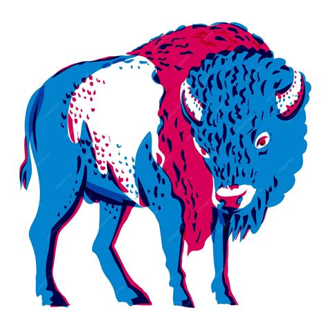 Premium Vector | American bison risograph