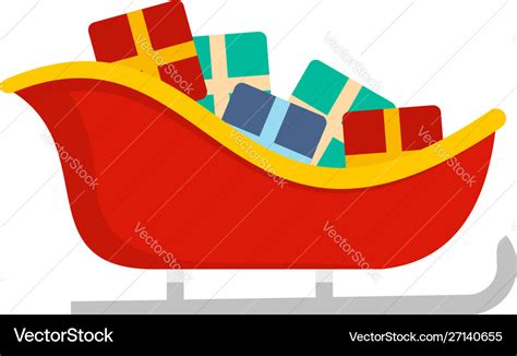 Santa sleigh icon flat style Royalty Free Vector Image