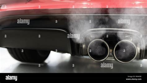 car exhaust smoking panorama Stock Photo - Alamy