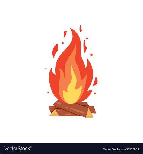 Campfire icon burning bonfire firewood Royalty Free Vector