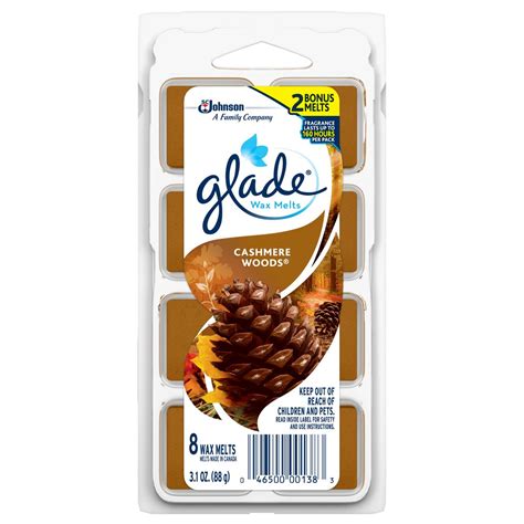 Glade Cashmere Woods Scented Wax Melts Refills, 3.1 Oz. (8 Cubes ...