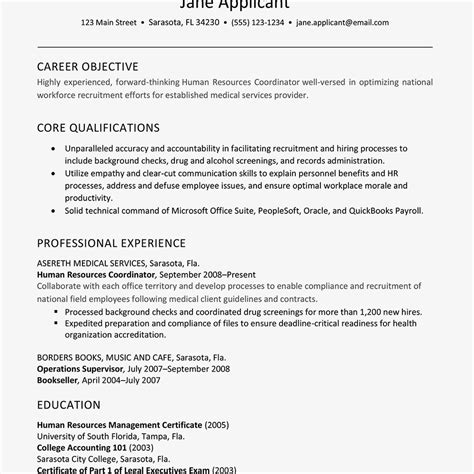 Professional Background Resume Examples