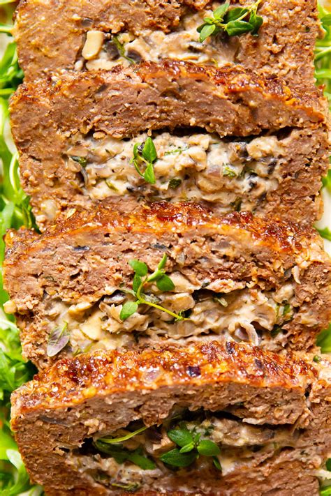 Creamy Mushroom Stuffed Meatloaf - Vikalinka