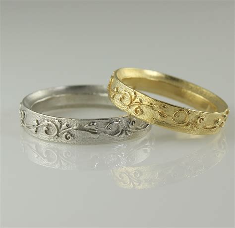 Wedding Band Set Unique and Matching Wedding Rings His and | Etsy