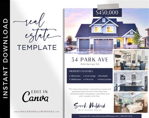 Realtor Open House Flyer Template for Canva • Macarons and Mimosas