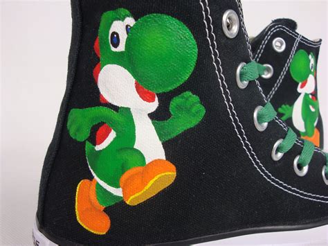 Yoshi From Mario Custom Painted Converse Shoes Hand Made - Etsy