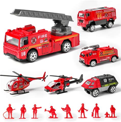 Amazon.com: 14 Pack Die-cast Fire Truck Vehicles Sets,6 Pack Alloy ...