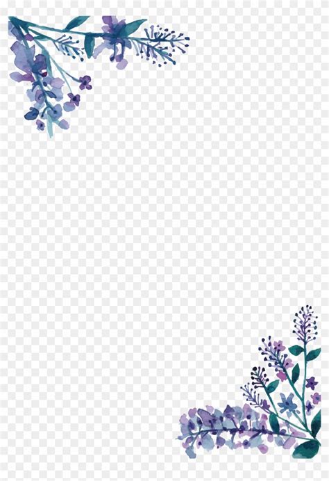 Wedding Invitation Watercolor Painting - Transparent Lavender Flower Border - Free Transparent ...