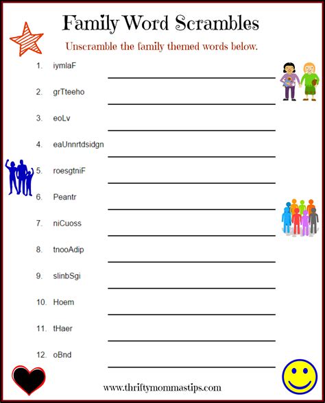 Family Puzzle Word Game Printable — Thrifty Mommas Tips