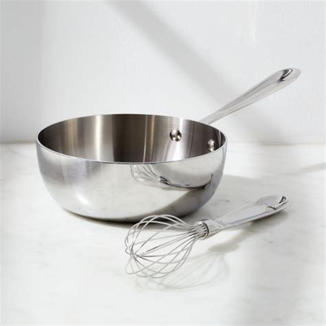 All-Clad d3 Stainless Steel 2-Qt. Saucier with Whisk | Crate and Barrel ...