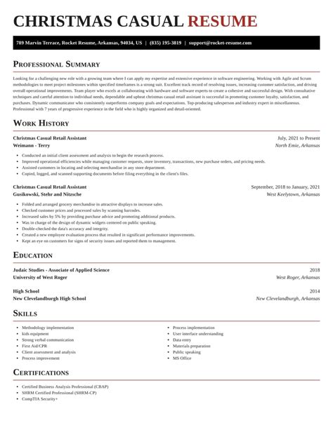 Christmas Casual Retail Assistant Resumes | Rocket Resume