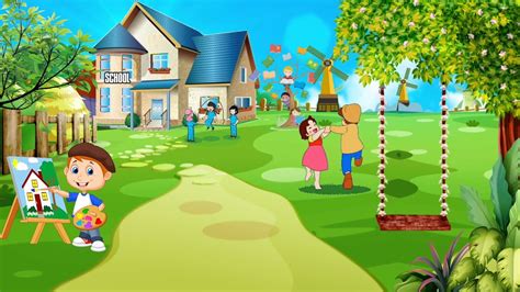 background animasi bergerak taman bermain anak & sekolahan | no copyright | free download ...