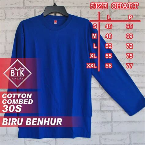 Kaos Polos Murah warna Biru Benhur Panjang katun combed 30s | Shopee Indonesia