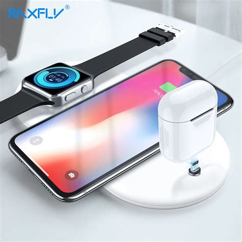 RAXFLY Wireless Charger for iPhone X XS Max 10W Wireless Charging for Apple Watch Airpods USB Qi ...