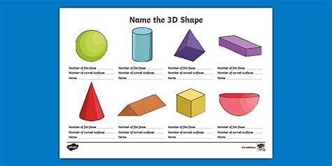 Name the 3D Shape Year 3 Worksheet (Teacher-Made) - Twinkl