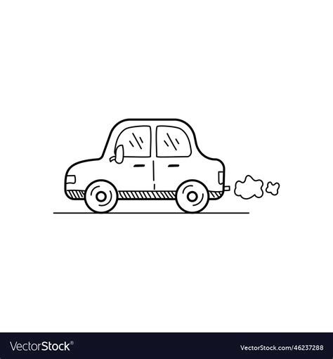 Single car in cute doodle drawing style Royalty Free Vector