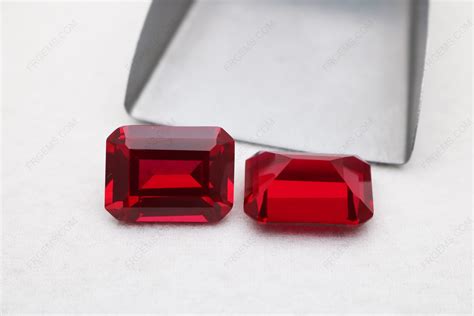 Corundum Synthetic Ruby Red #5 Emerald Cut 20x15mm Large size gemstones-Loose Gemstones ...