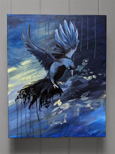 Crow Art Print Bird Art for Wall Abstract Animal Painting - Etsy UK