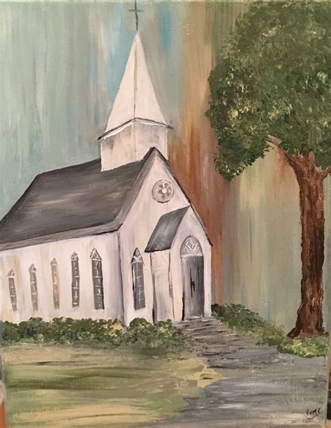 Country Church acrylic painting by Pam Castleberry | Church art, Farmhouse art, Acrylic painting ...